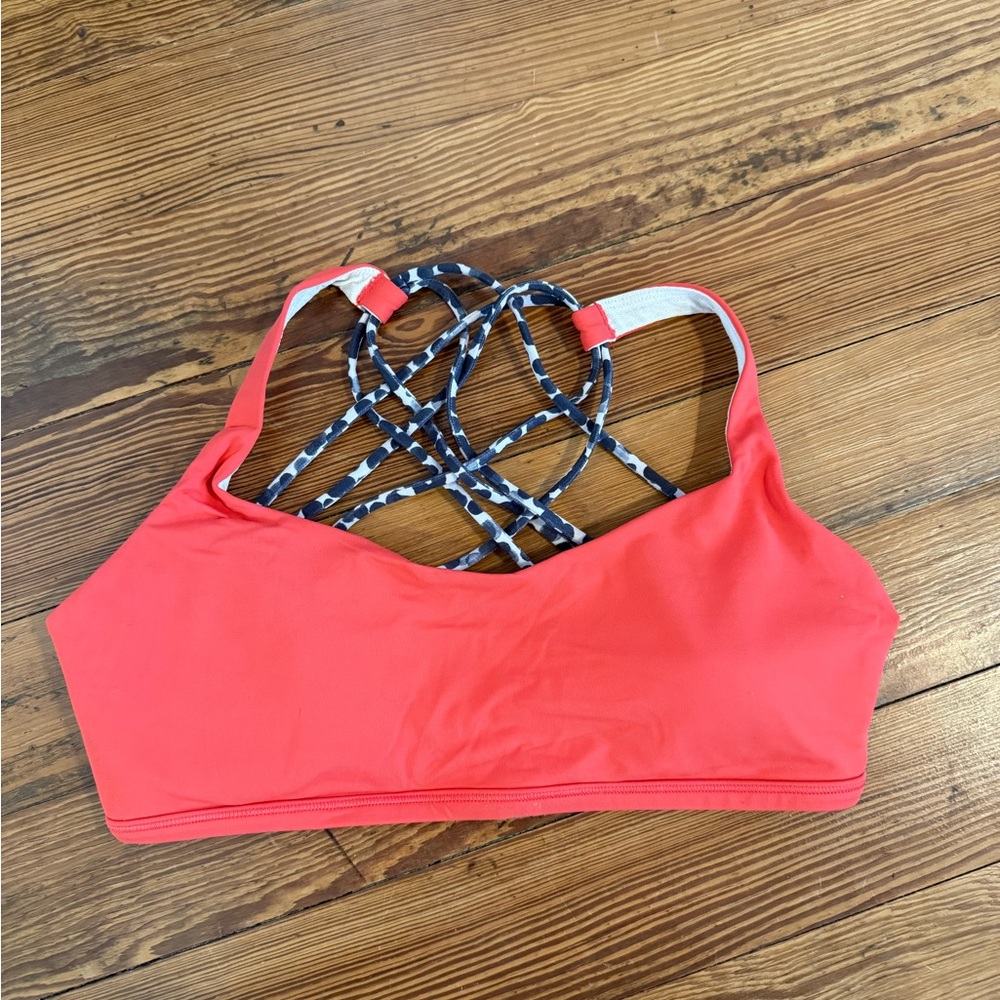Pink and Blue Sports Bra with Crisscross Back